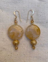 Load image into Gallery viewer, Kiri Earrings: 14K Gold-Filled Findings, Golden Quartz, & 22K Gold-Plated Copper