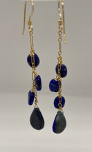 Load image into Gallery viewer, Inara Earrings: 14 K Gold-Filled Figaro Chain with Lapis Lazuli