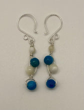 Load image into Gallery viewer, Ellie Earrings: Sterling Silver, Banded Agate & Mother-of-Pearl