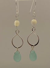 Load image into Gallery viewer, Aria Earrings: Sterling Silver, Chalcedony & Mother-of-Pearl