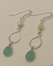 Load image into Gallery viewer, Aria Earrings: Sterling Silver, Chalcedony & Mother-of-Pearl