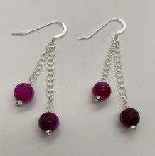Load image into Gallery viewer, Rosie Earrings: Sterling Silver, Banded Agate & Czech Glass