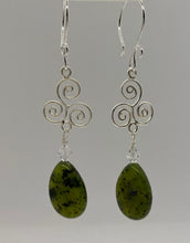 Load image into Gallery viewer, Esme Earrings: Sterling Silver, Swarovski Crystal & Nephrite Jade