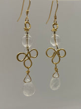 Load image into Gallery viewer, Queenie Earrings: 14 K Gold-Filled, Crystal Quartz & Glass