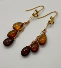 Load image into Gallery viewer, Bronwyn Earrings: Gold-Plated Brass & Hessonite Garnet