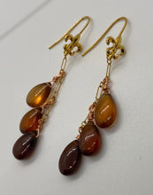 Load image into Gallery viewer, Bronwyn Earrings: Gold-Plated Brass & Hessonite Garnet