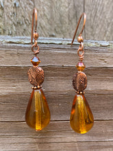 Load image into Gallery viewer, Aramita Earrings: Copper, Crystal, and Czech Glass
