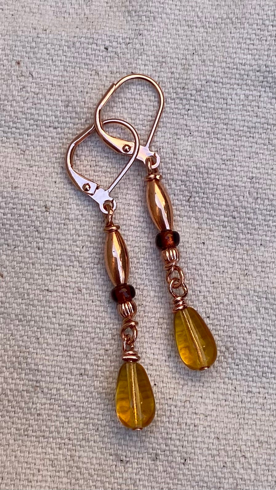 Elida Earrings: Copper & Glass