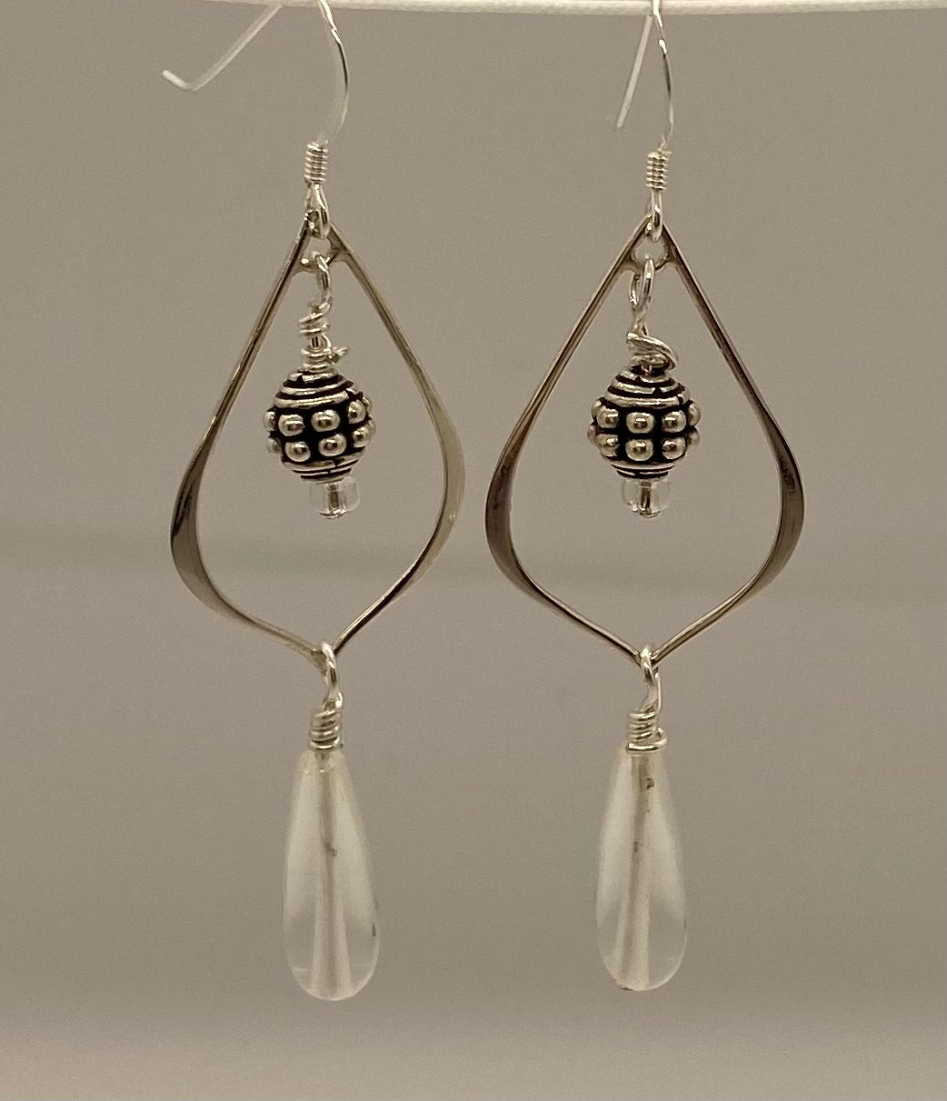 Alexandra Earrings: Sterling Silver, Bali silver, & Czech Glass