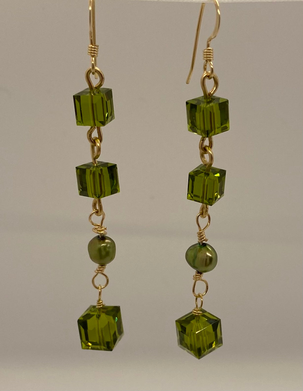 Ariadne Earrings: 14K Gold-Filled, Swarovski Crystal & Freshwater Pearls