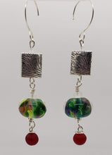 Load image into Gallery viewer, Jasmine Earrings: Sterling Silver with Pewter and Handmade Lampwork Glass
