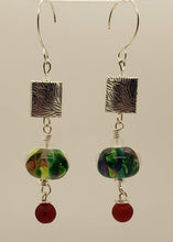 Load image into Gallery viewer, Jasmine Earrings: Sterling Silver with Pewter and Handmade Lampwork Glass
