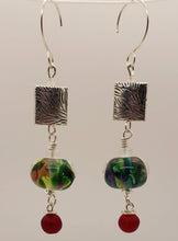 Load image into Gallery viewer, Jasmine Earrings: Sterling Silver with Pewter and Handmade Lampwork Glass
