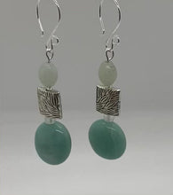 Load and play video in Gallery viewer, Ayana Earrings: Sterling Silver, Amazonite, &amp; Pewter
