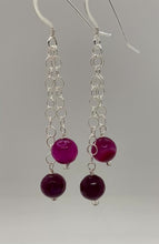 Load and play video in Gallery viewer, Rosie Earrings: Sterling Silver, Banded Agate &amp; Czech Glass
