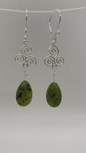 Load and play video in Gallery viewer, Esme Earrings: Sterling Silver, Swarovski Crystal &amp; Nephrite Jade
