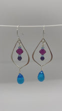 Load and play video in Gallery viewer, Cleo Earrings: Sterling Silver Chandeliers with Swarovski Crystal &amp; Swiss Blue Quartz
