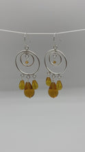 Load and play video in Gallery viewer, Dahlia Earrings: Sterling Silver with Silver Plated Copper and Amber Glass
