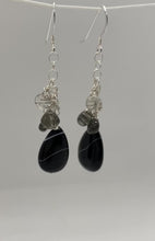 Load and play video in Gallery viewer, Iman Earrings: Sterling Silver, Striped Agate &amp; Tourmalinated Quartz
