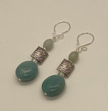 Load image into Gallery viewer, Ayana Earrings: Sterling Silver, Amazonite, &amp; Pewter
