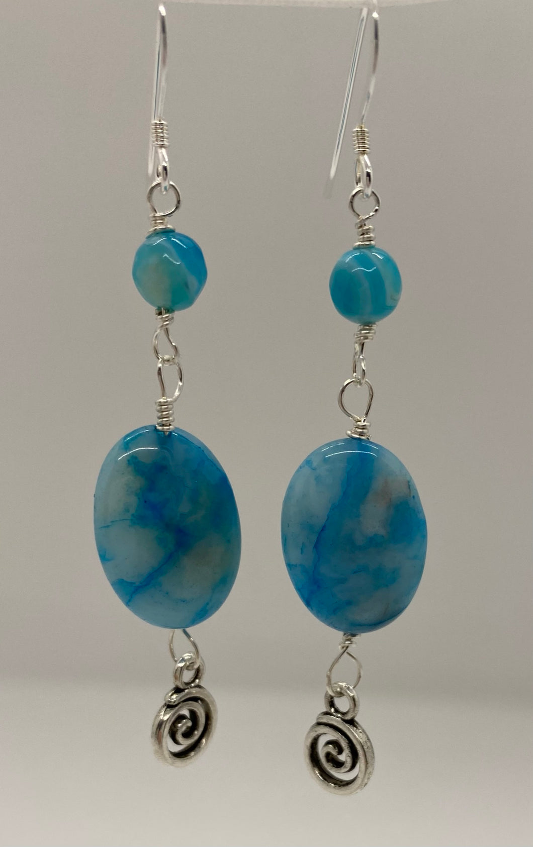 Talassa Earrings: Sterling Silver, Agate & Pewter