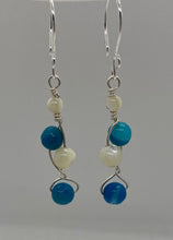 Load image into Gallery viewer, Ellie Earrings: Sterling Silver, Banded Agate &amp; Mother-of-Pearl
