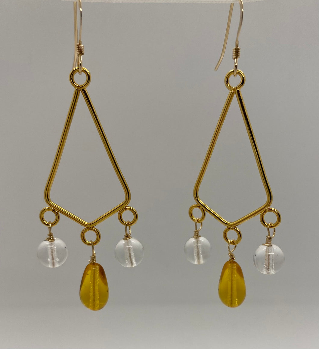 Carissa Earrings: 14 K Gold-Filled, Gold-Plated Brass & Czech Glass