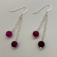 Load image into Gallery viewer, Rosie Earrings: Sterling Silver, Banded Agate &amp; Czech Glass
