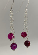 Load image into Gallery viewer, Rosie Earrings: Sterling Silver, Banded Agate &amp; Czech Glass
