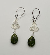 Load image into Gallery viewer, Esme Earrings: Sterling Silver, Swarovski Crystal &amp; Nephrite Jade
