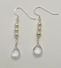 Load image into Gallery viewer, Daphne Earrings: Sterling Silver, Freshwater Pearls &amp; Crystal Quartz
