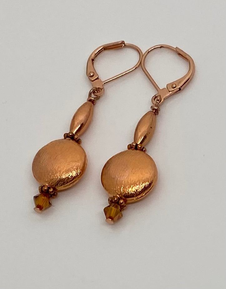 Baira Earrings: Copper & Crystal