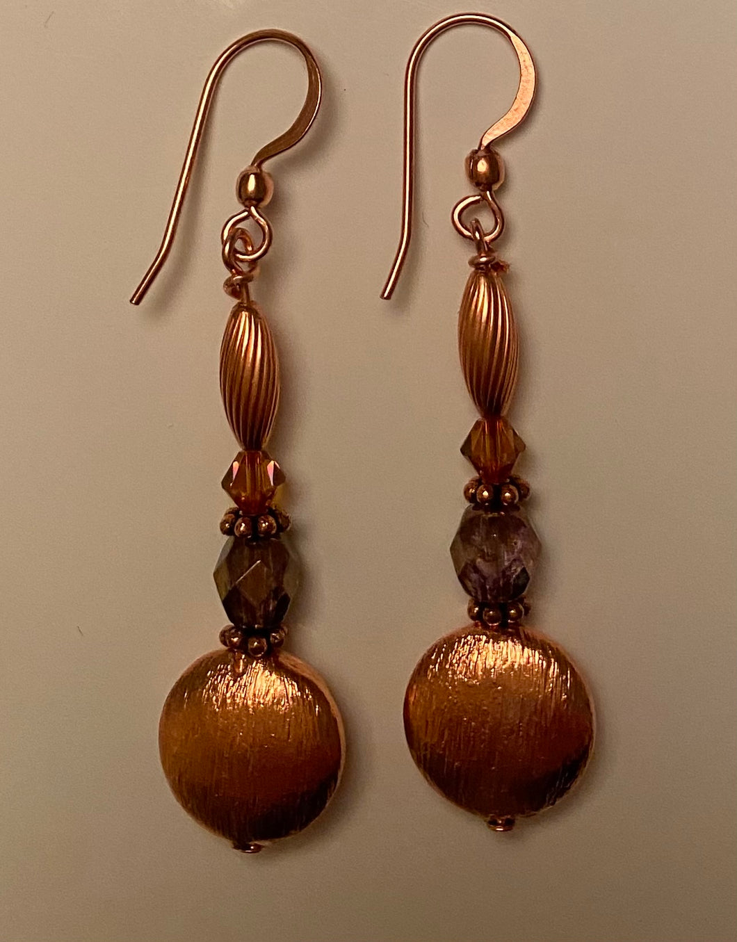 Bella Earrings: Copper & Crystal