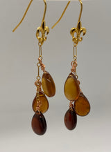 Load image into Gallery viewer, Bronwyn Earrings: Gold-Plated Brass &amp; Hessonite Garnet
