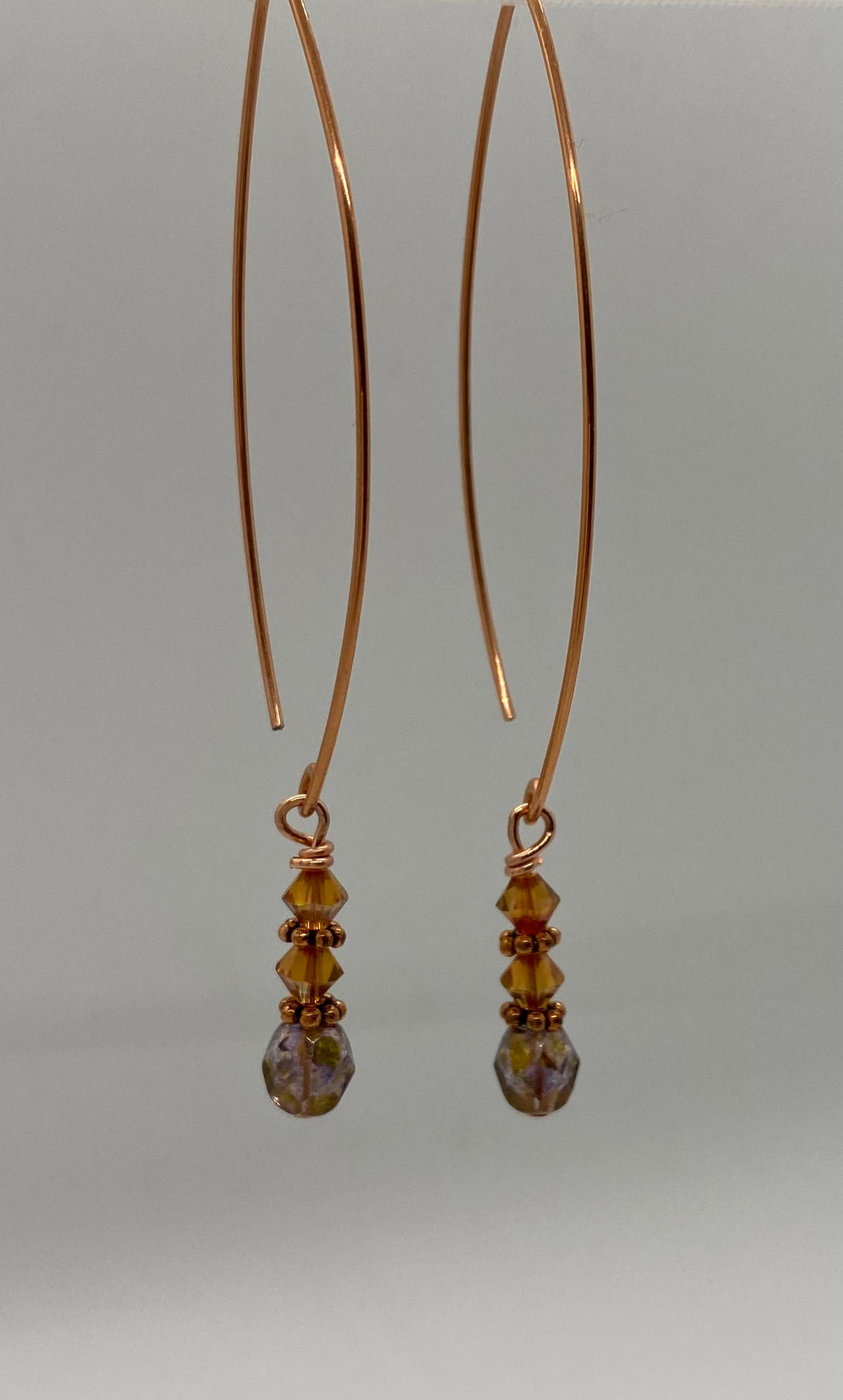 Autumn Earrings: Copper & Crystal