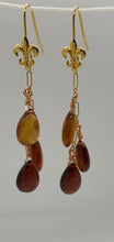 Load and play video in Gallery viewer, Bronwyn Earrings: Gold-Plated Brass &amp; Hessonite Garnet
