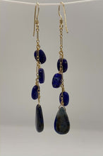 Load and play video in Gallery viewer, Inara Earrings: 14 K Gold-Filled Figaro Chain with Lapis Lazuli
