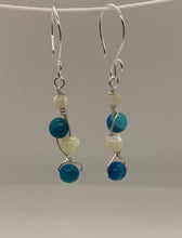 Load and play video in Gallery viewer, Ellie Earrings: Sterling Silver, Banded Agate &amp; Mother-of-Pearl
