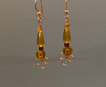 Load image into Gallery viewer, Claudia Earrings: Copper Twisties with Glass &amp; Carnelian
