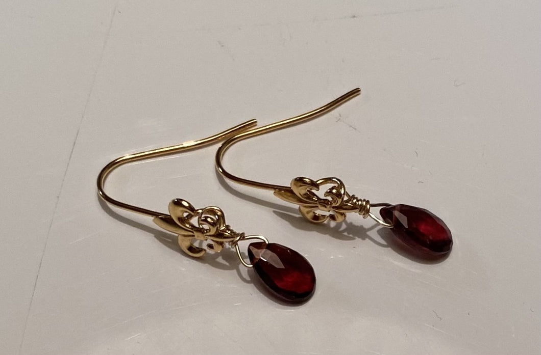 Venetia Earrings: Gold Plated Garnet Tinies