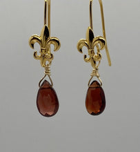 Load image into Gallery viewer, Venetia Earrings: Gold Plated Garnet Tinies
