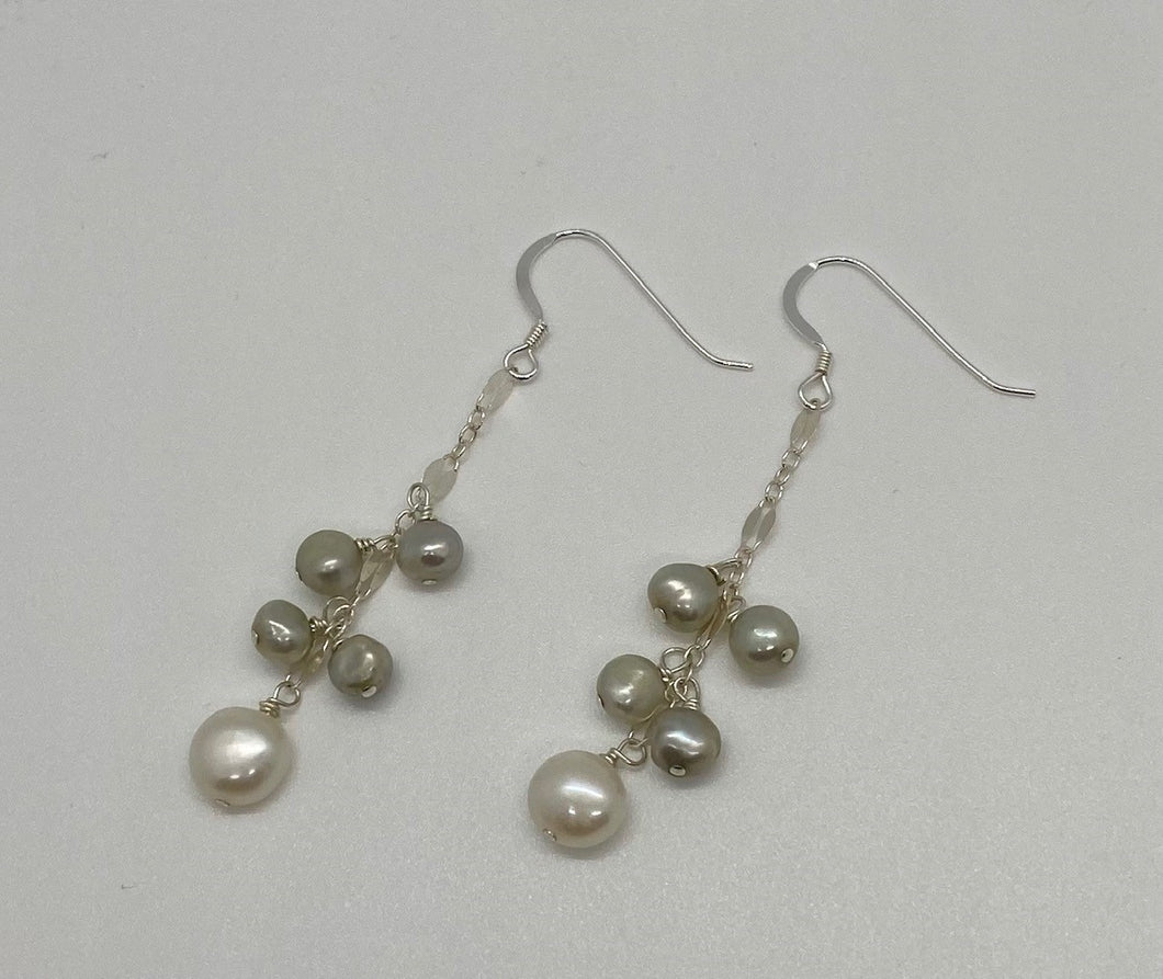 Diana Earrings: Sterling Silver and Freshwater Pearls