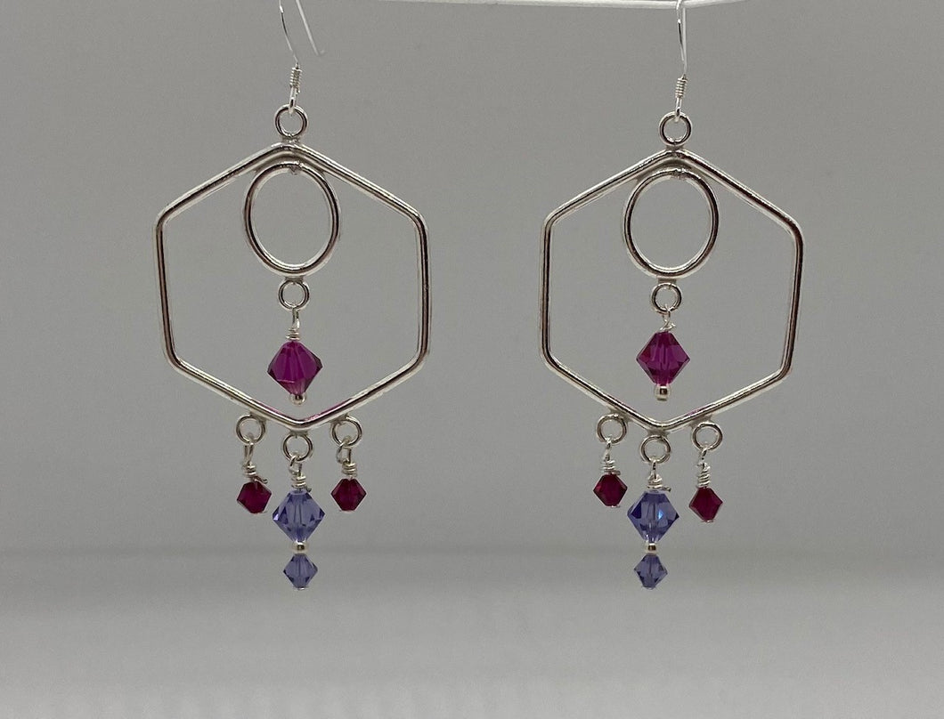 Natasha Earrings: Sterling Silver-Plated Chandeliers with Swarovski Crystals