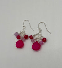 Load image into Gallery viewer, Piper Earrings: Sterling Silver &amp; Hot Pink Chalcedony
